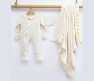 100% Cotton Knitwear Modern Baby Clothing Set: Ivory