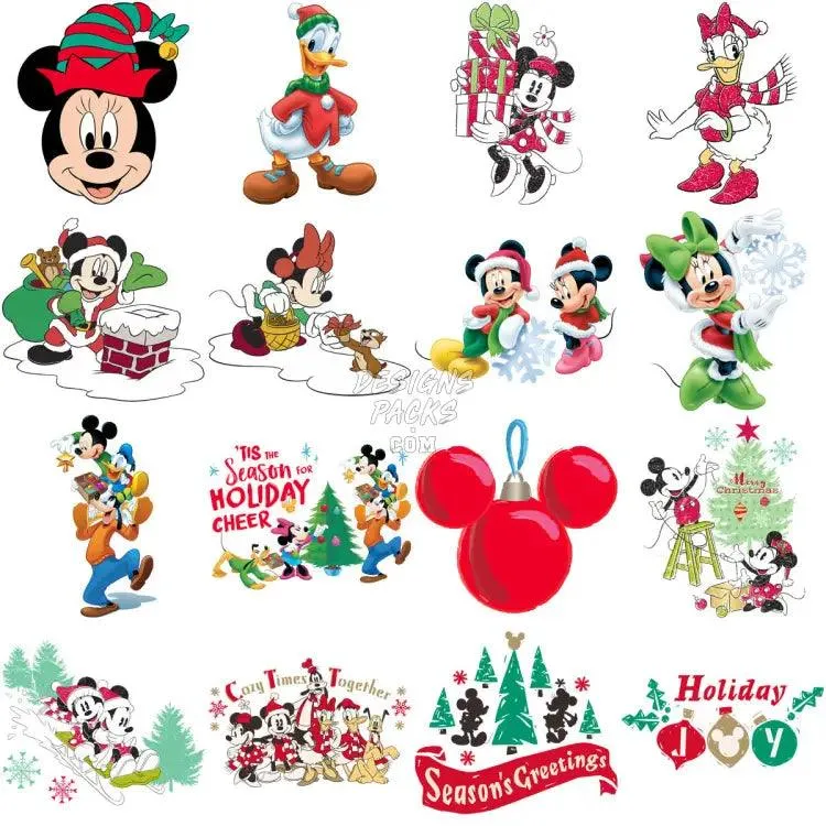 120 Mouse Christmas Cartoon Designs Bundle PNG