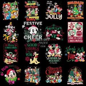 120 Mouse Christmas Cartoon Designs Bundle PNG