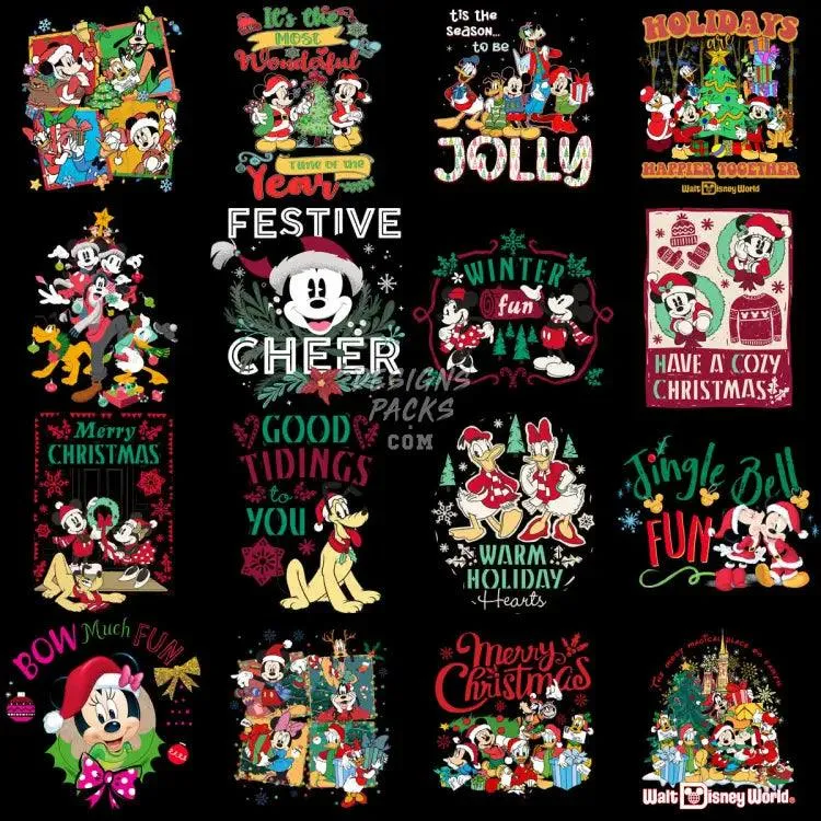 120 Mouse Christmas Cartoon Designs Bundle PNG