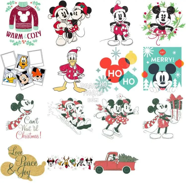 120 Mouse Christmas Cartoon Designs Bundle PNG