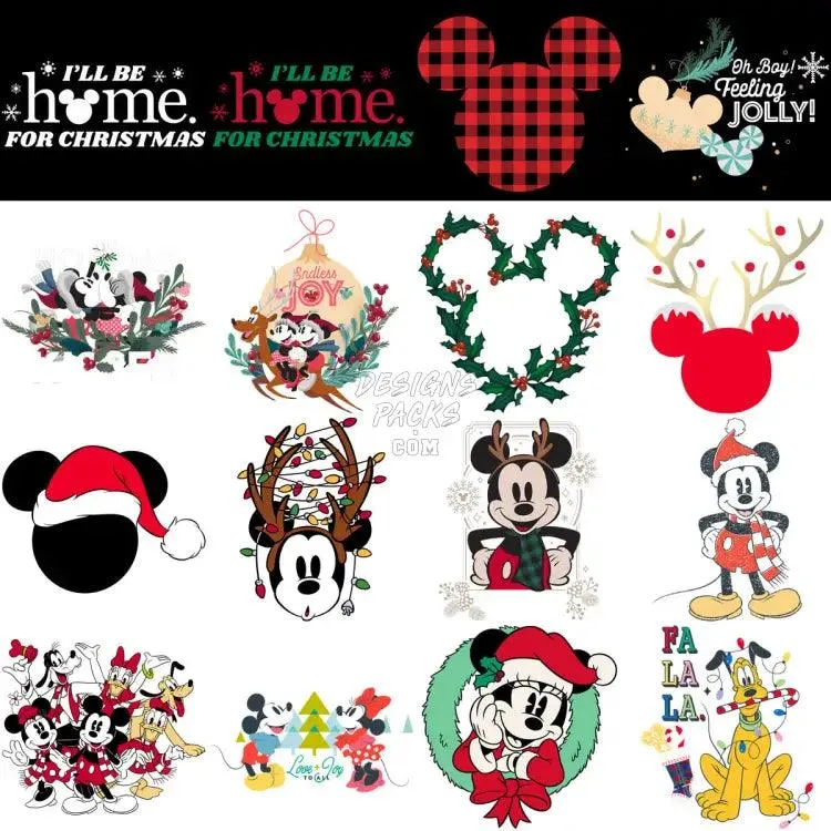 120 Mouse Christmas Cartoon Designs Bundle PNG