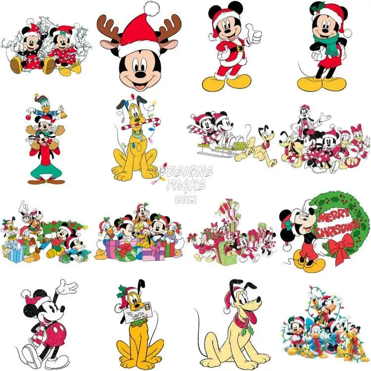 120 Mouse Christmas Cartoon Designs Bundle PNG
