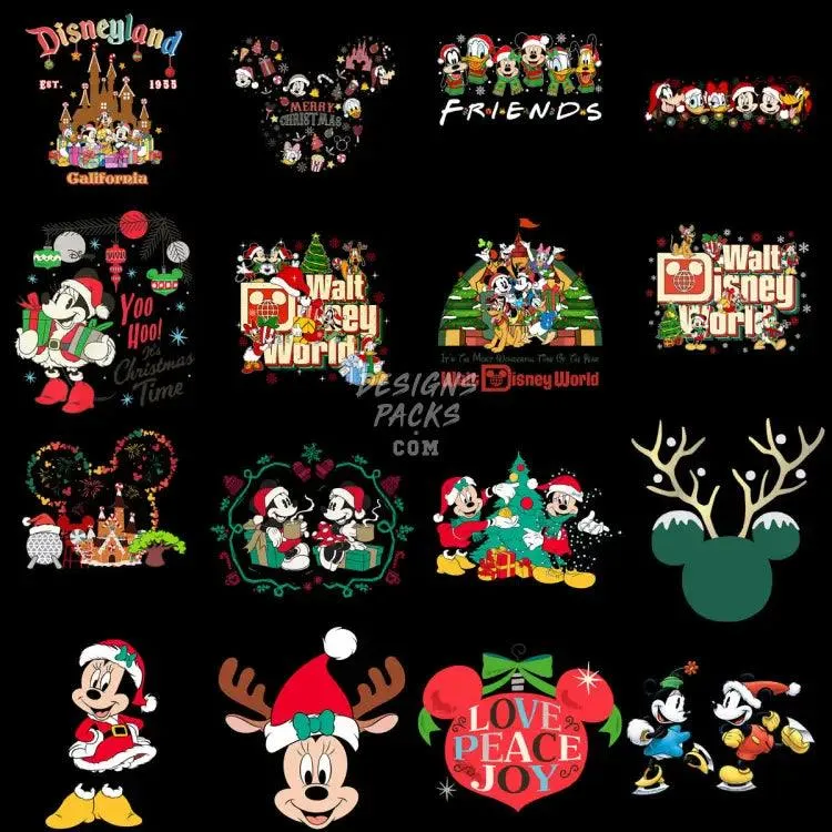 120 Mouse Christmas Cartoon Designs Bundle PNG