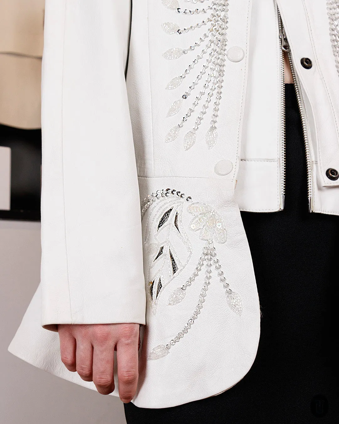 1980s Embellished Leather Jacket M