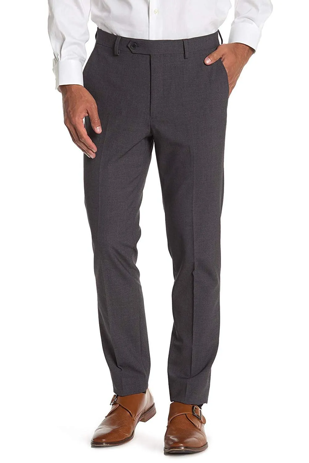 Adam Baker Men's Slim-Fit Flat-Front Dress Pants - Available in Colors