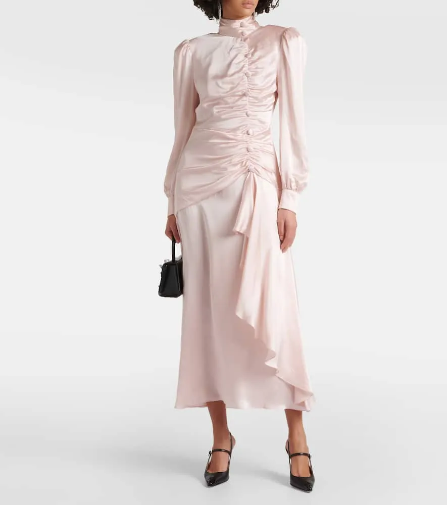 Alessandra Rich Ruched silk satin maxi dress