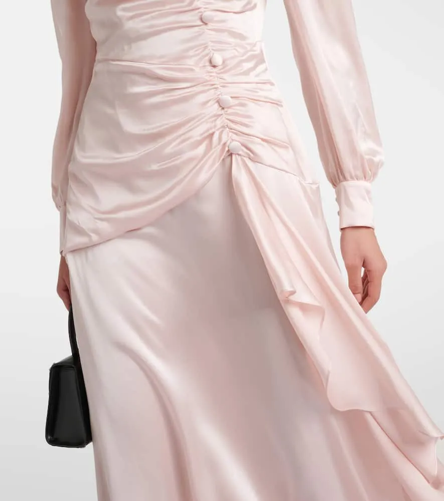 Alessandra Rich Ruched silk satin maxi dress
