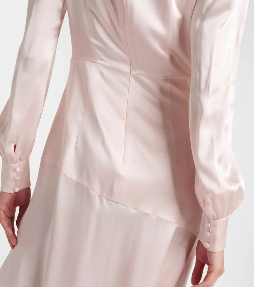 Alessandra Rich Ruched silk satin maxi dress