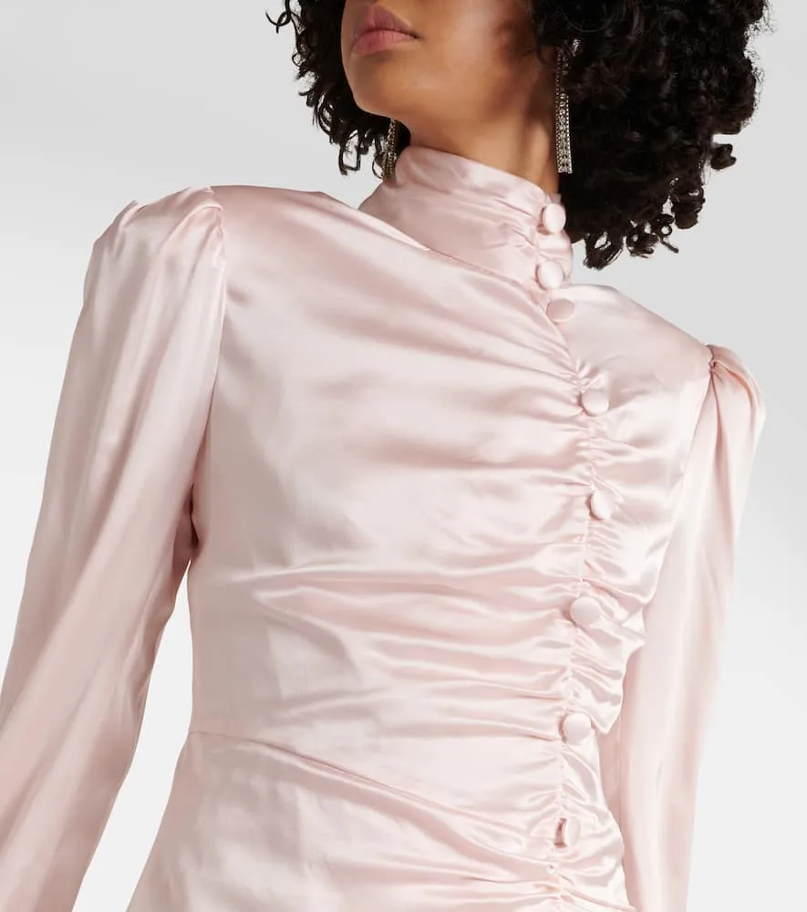 Alessandra Rich Ruched silk satin maxi dress
