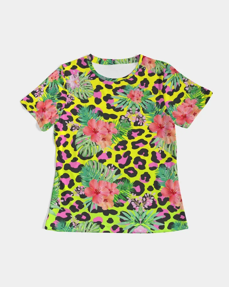 Animal Print Hibiscus Florals Women's Tee
