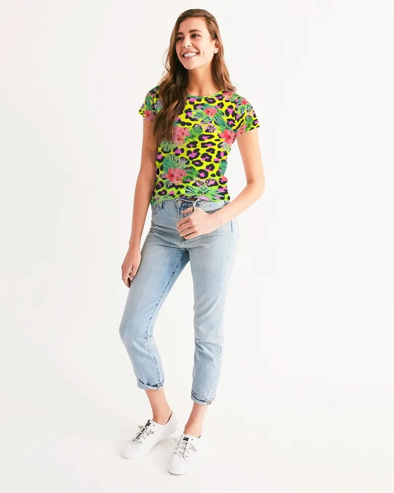 Animal Print Hibiscus Florals Women's Tee