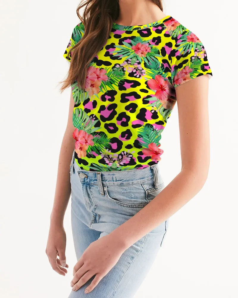 Animal Print Hibiscus Florals Women's Tee