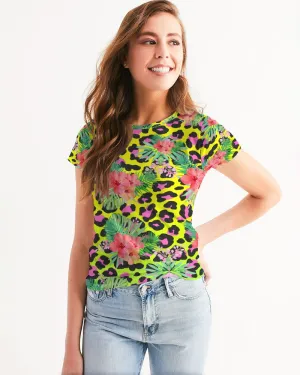 Animal Print Hibiscus Florals Women's Tee