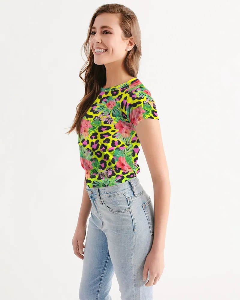 Animal Print Hibiscus Florals Women's Tee