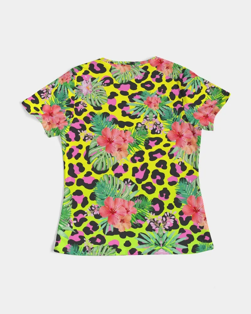 Animal Print Hibiscus Florals Women's Tee