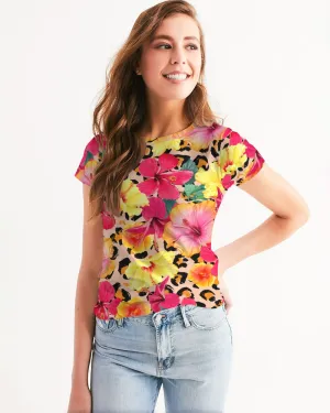 Animal Print Island Flowers Women's Tee