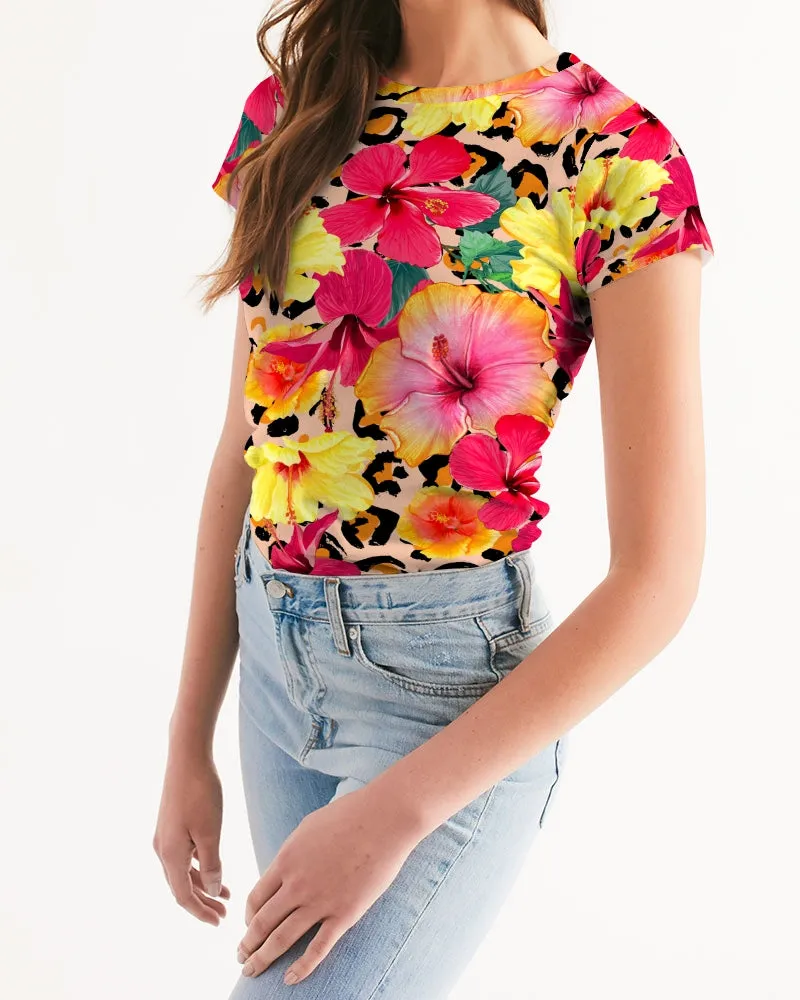 Animal Print Island Flowers Women's Tee