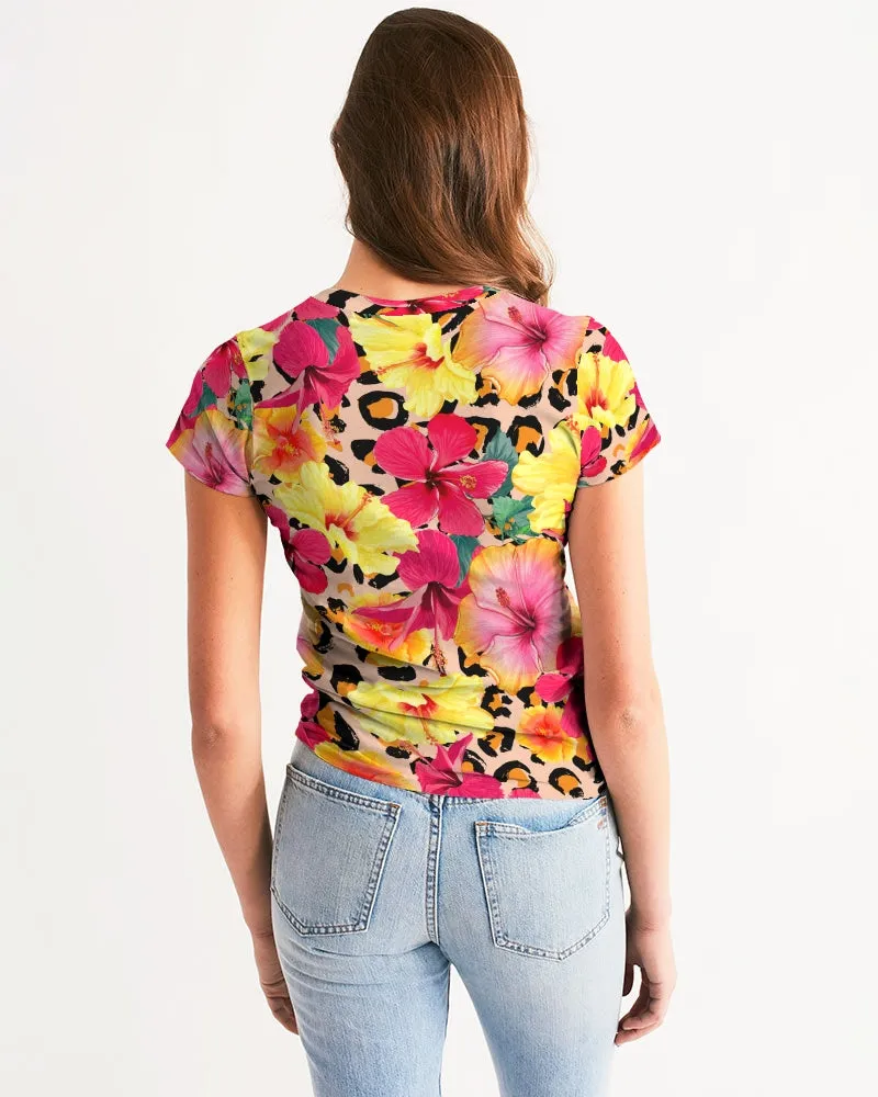 Animal Print Island Flowers Women's Tee