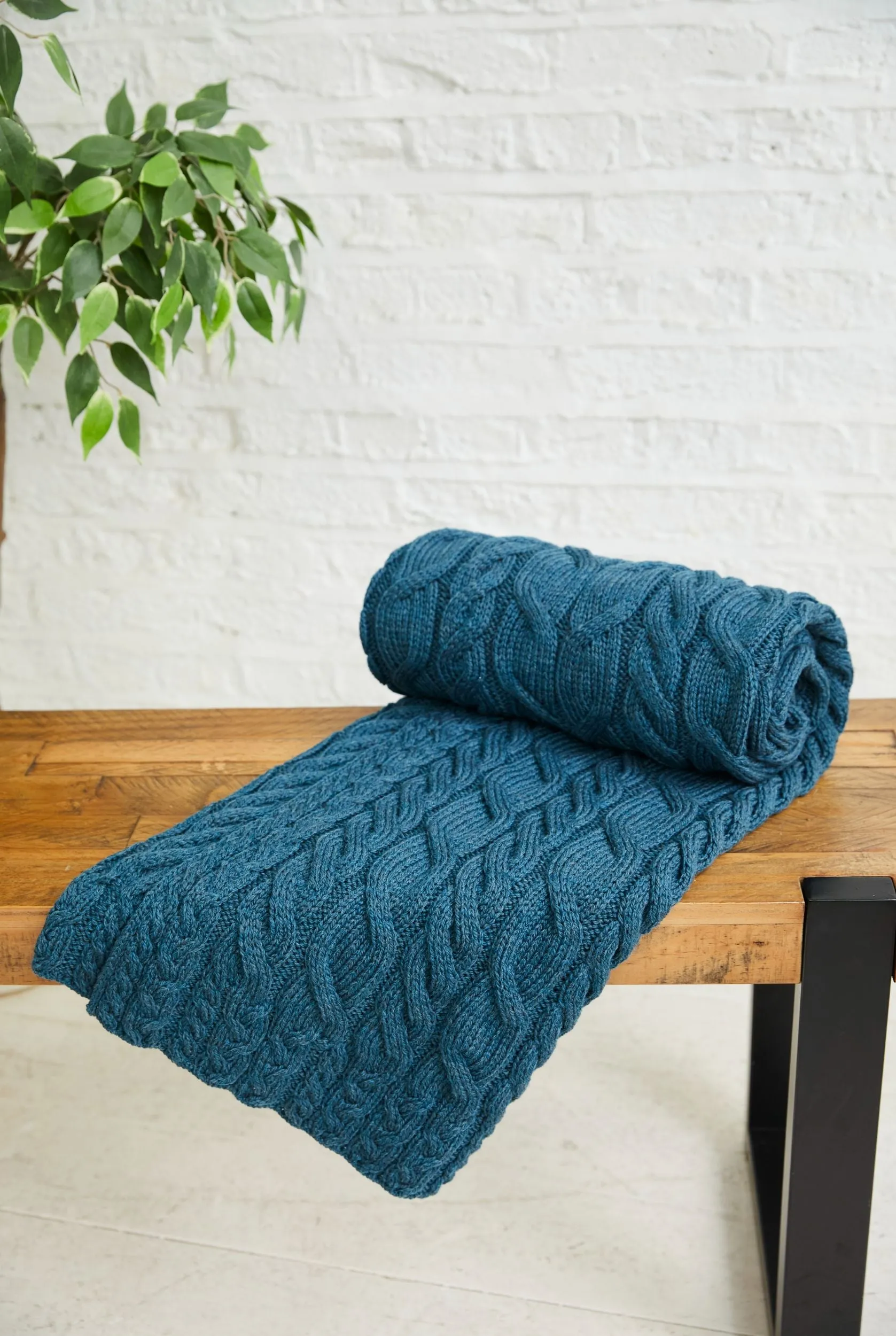 Aran Woollen Mills Super Soft Cable Throw Blanket