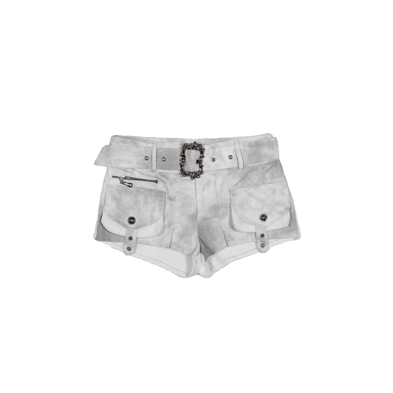 ARIADNAw Edgy Utility Mini Skirt with Matching Boots - Light Gray (Women's)