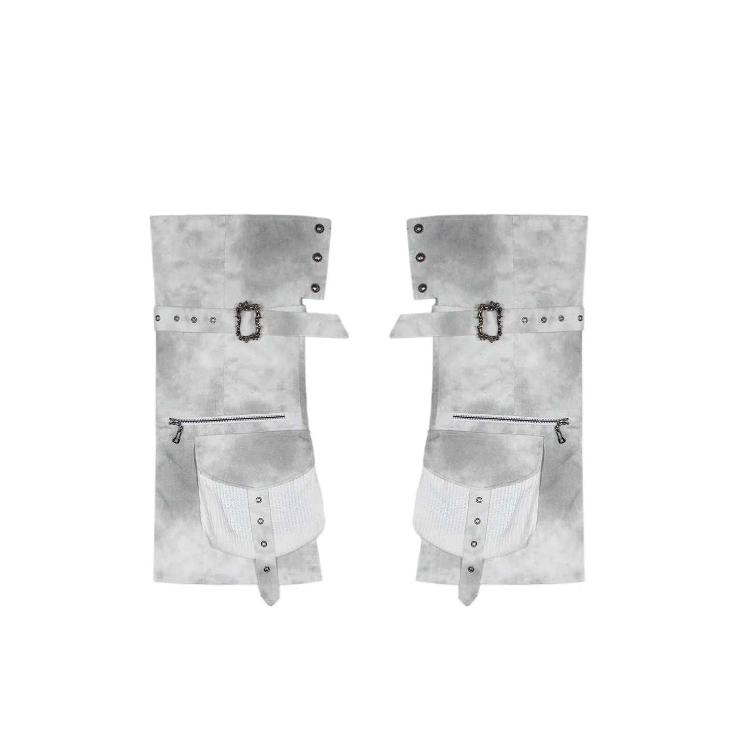 ARIADNAw Edgy Utility Mini Skirt with Matching Boots - Light Gray (Women's)