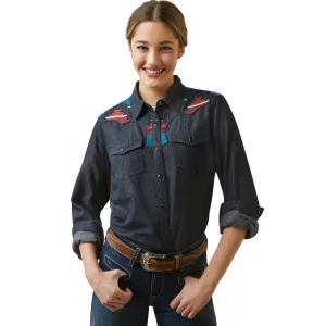 Ariat Ladies Dutton Western Rinsed Denim Button Down Shirt 10046312
