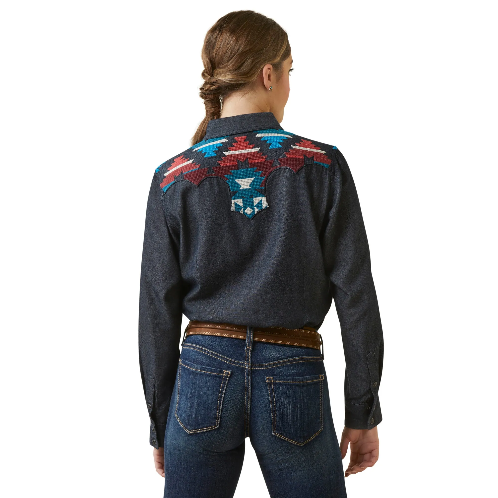Ariat Ladies Dutton Western Rinsed Denim Button Down Shirt 10046312