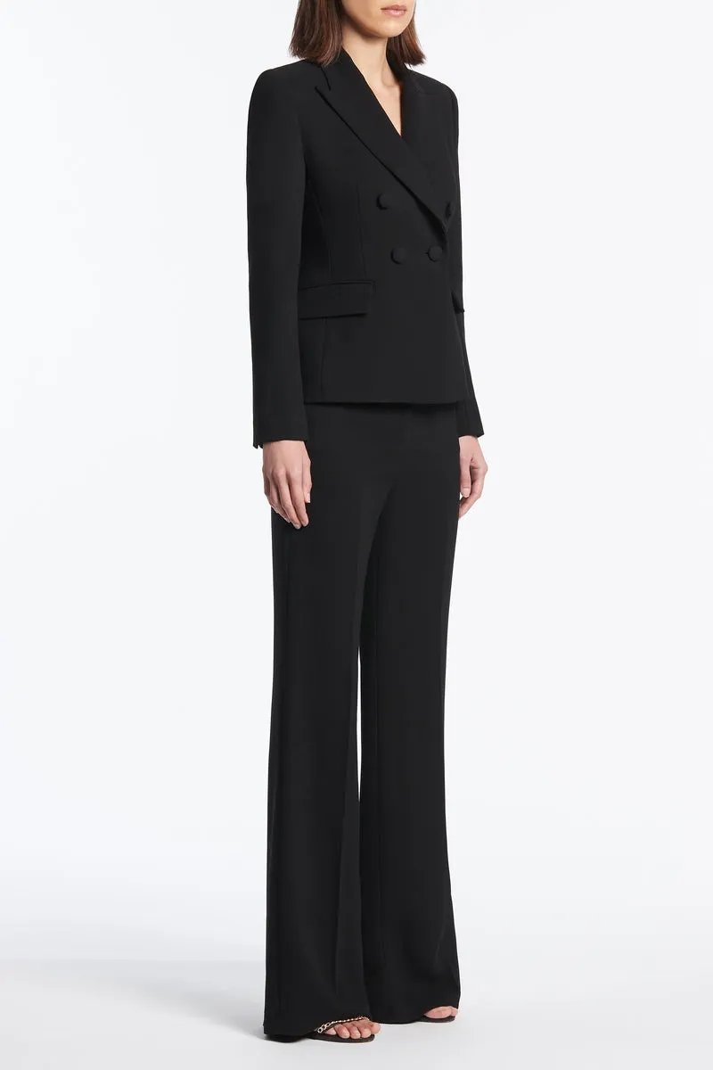 BLACK CREPE WIDE WAISTED PANT