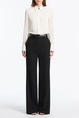BLACK CREPE WIDE WAISTED PANT