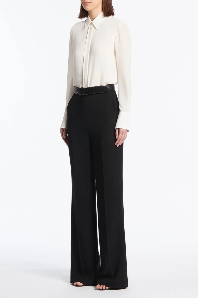 BLACK CREPE WIDE WAISTED PANT