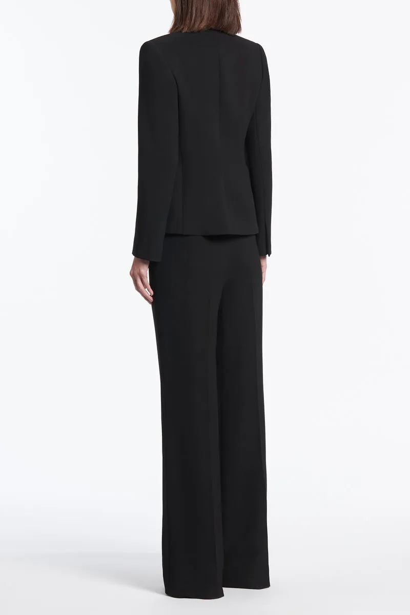 BLACK CREPE WIDE WAISTED PANT