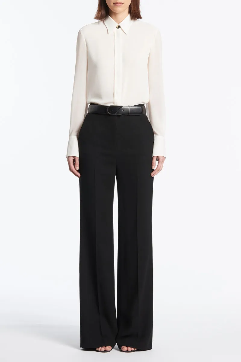 BLACK CREPE WIDE WAISTED PANT