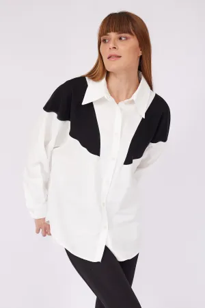 Black Knitwear Detail White Shirt