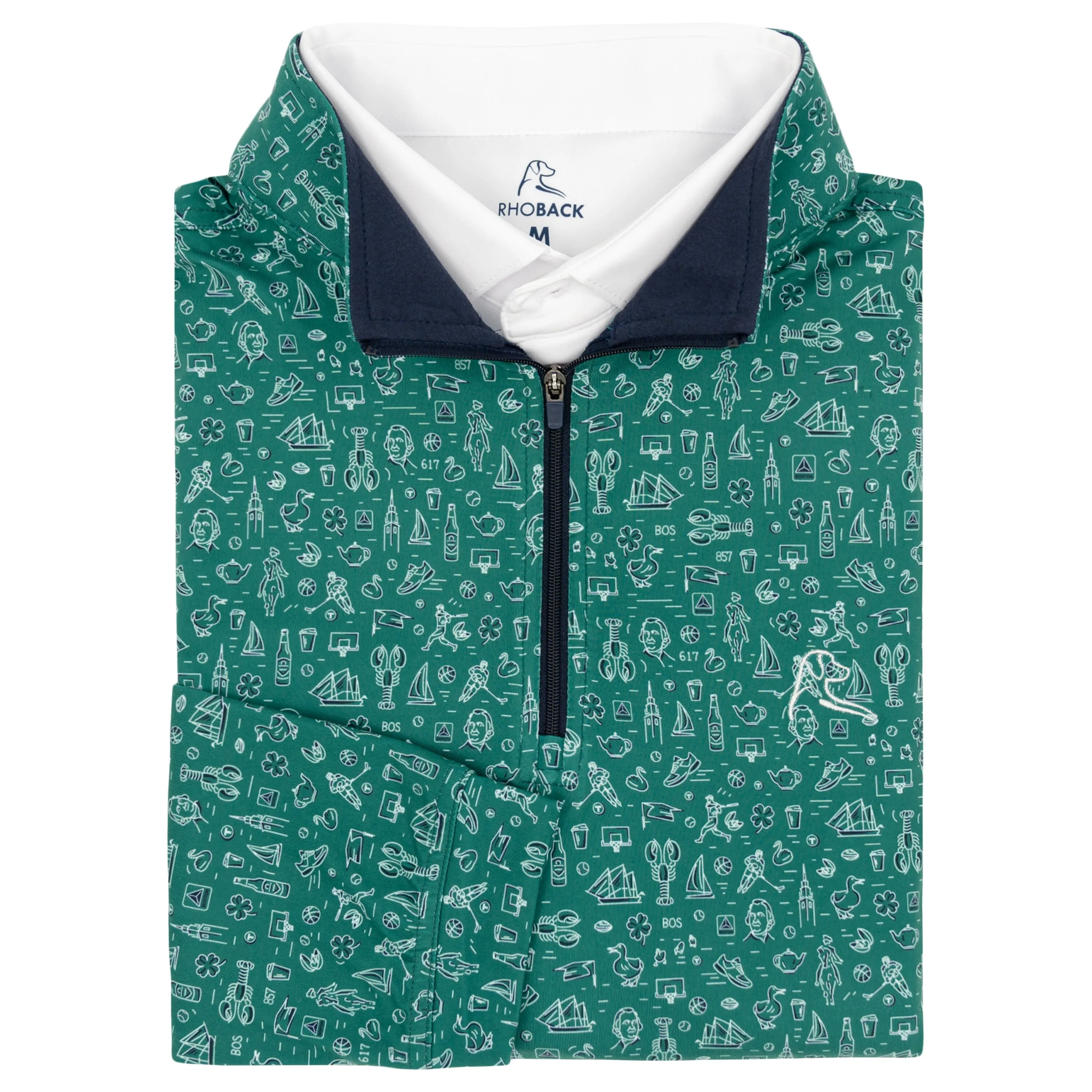 Boston Performance Q-Zip | The Boston - Emerald Green/White