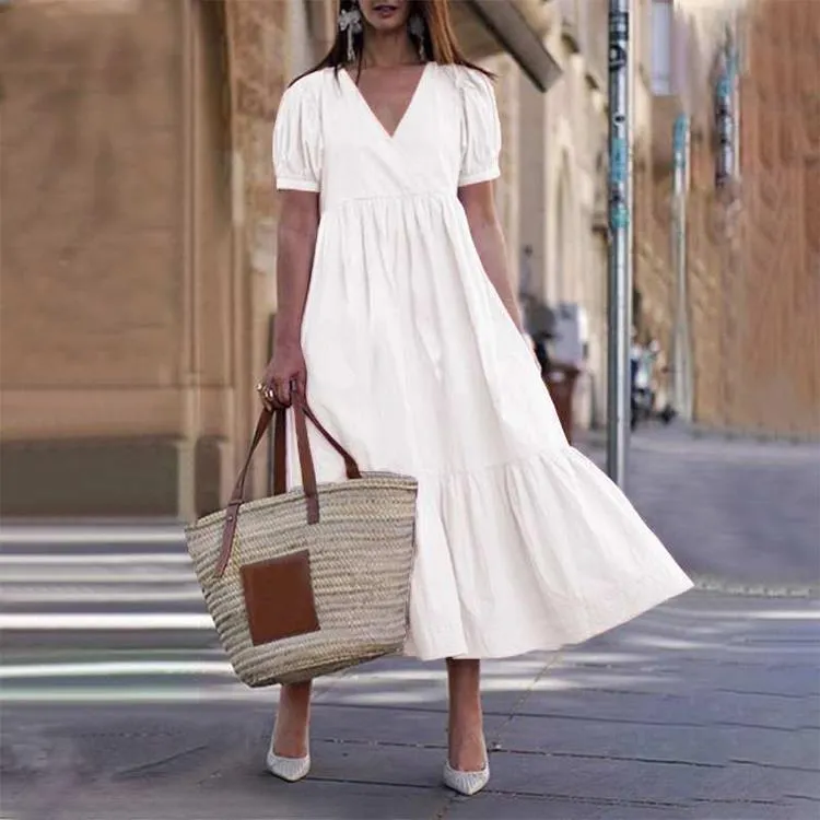 Casua Layered V-Neck Midi Dress