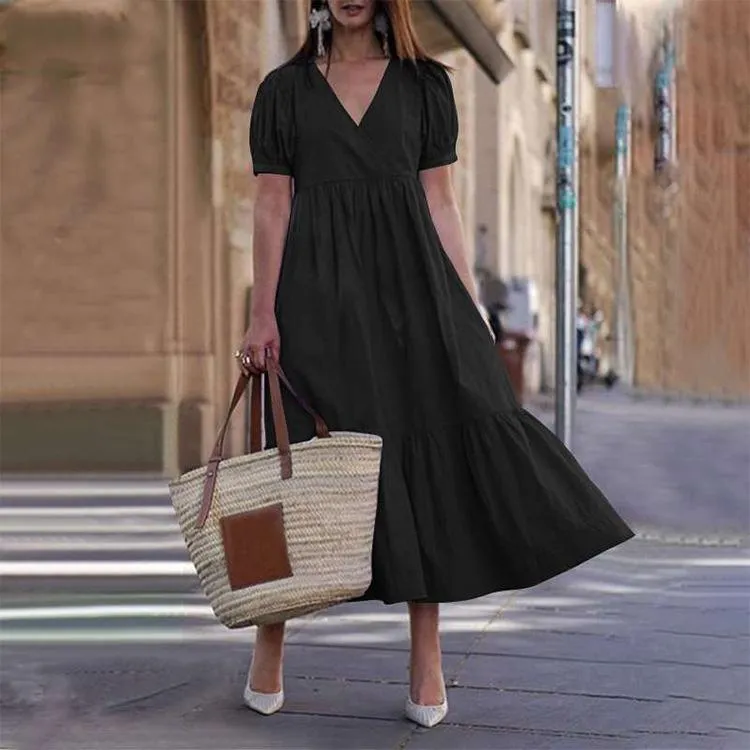 Casua Layered V-Neck Midi Dress