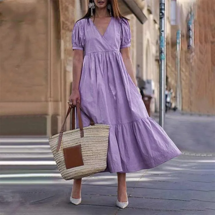 Casua Layered V-Neck Midi Dress