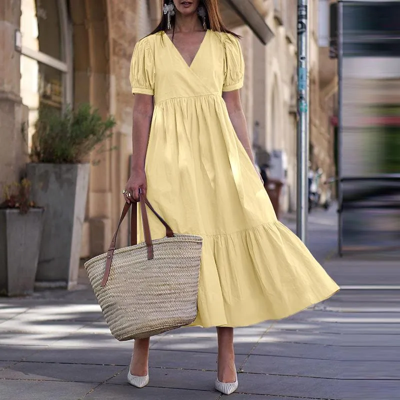 Casua Layered V-Neck Midi Dress
