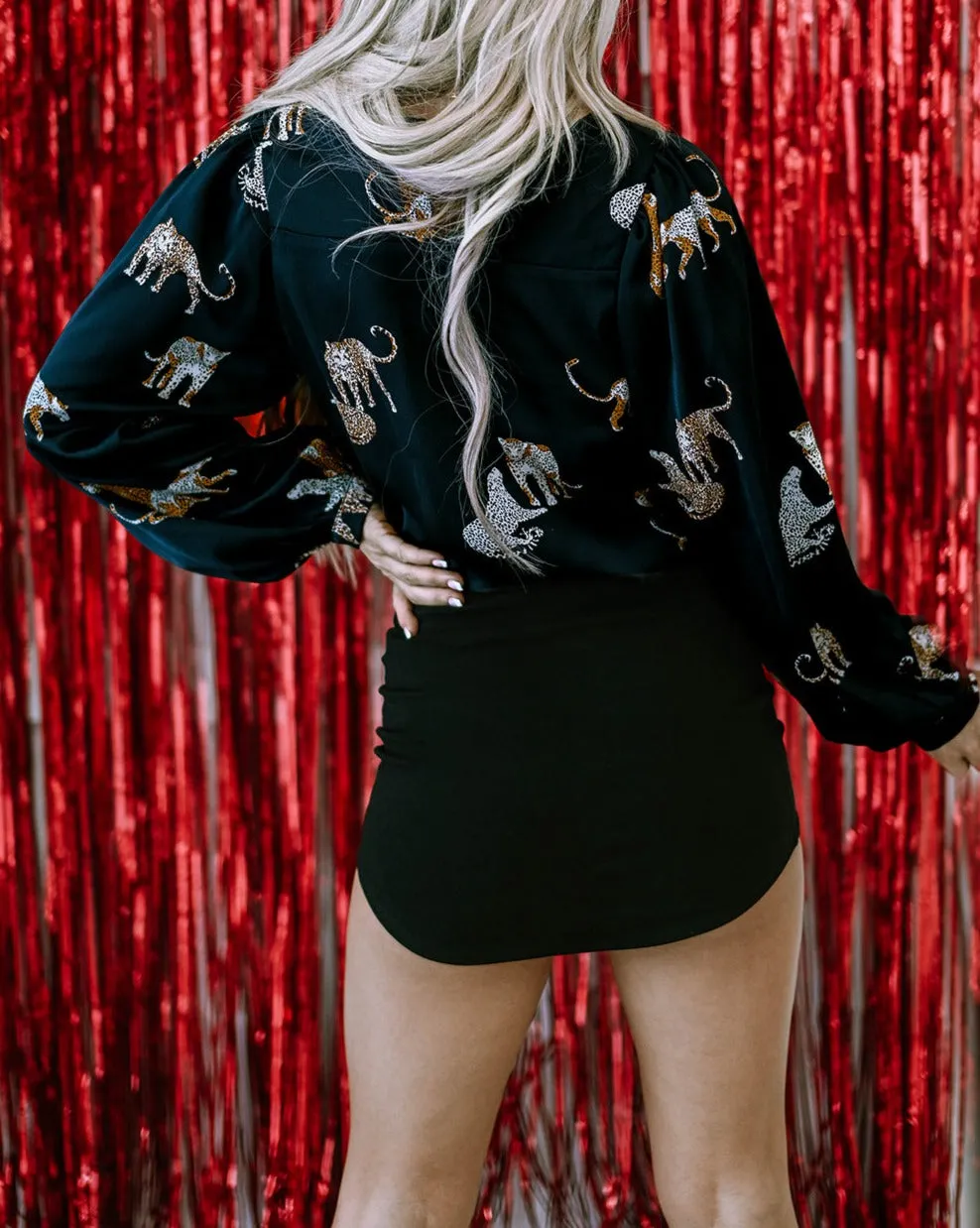 Cheetah Bubble Long Sleeve Blouse