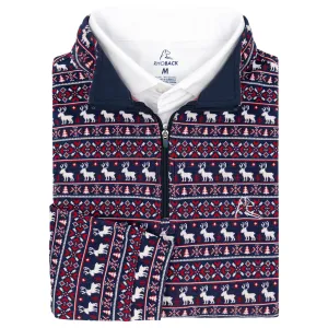 Cousin Eddie Jacquard Performance Q-Zip | The Cousin Eddie - Cardinal Red/Fleet Navy