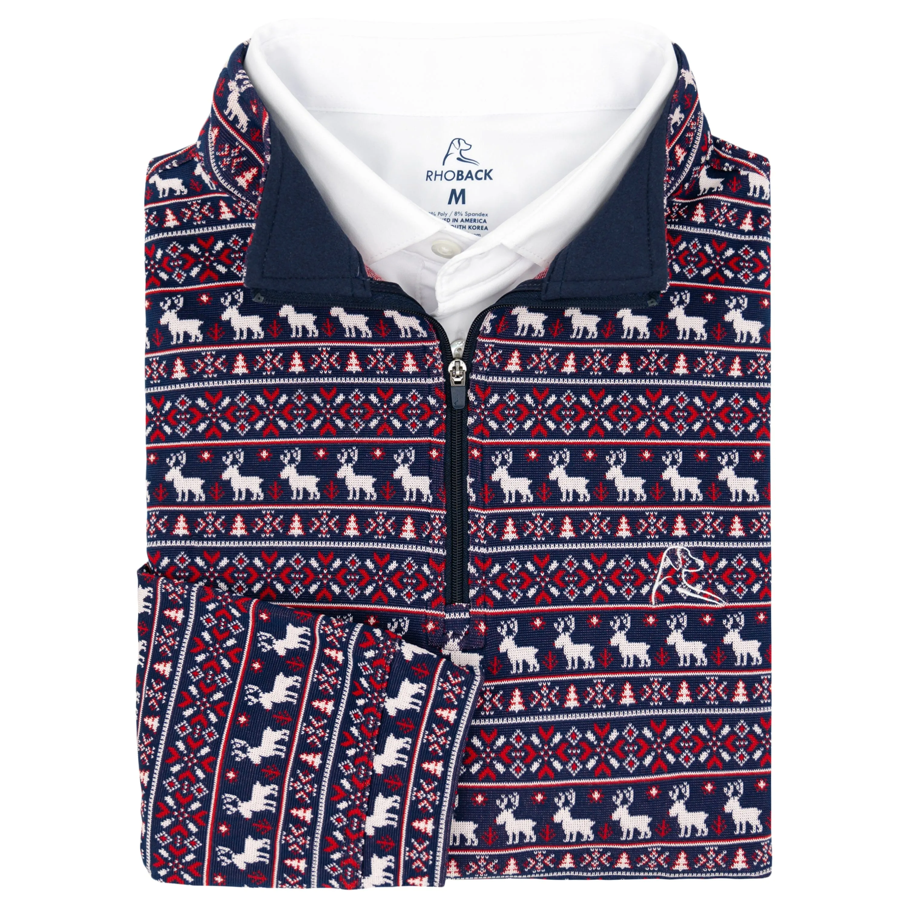 Cousin Eddie Jacquard Performance Q-Zip | The Cousin Eddie - Cardinal Red/Fleet Navy