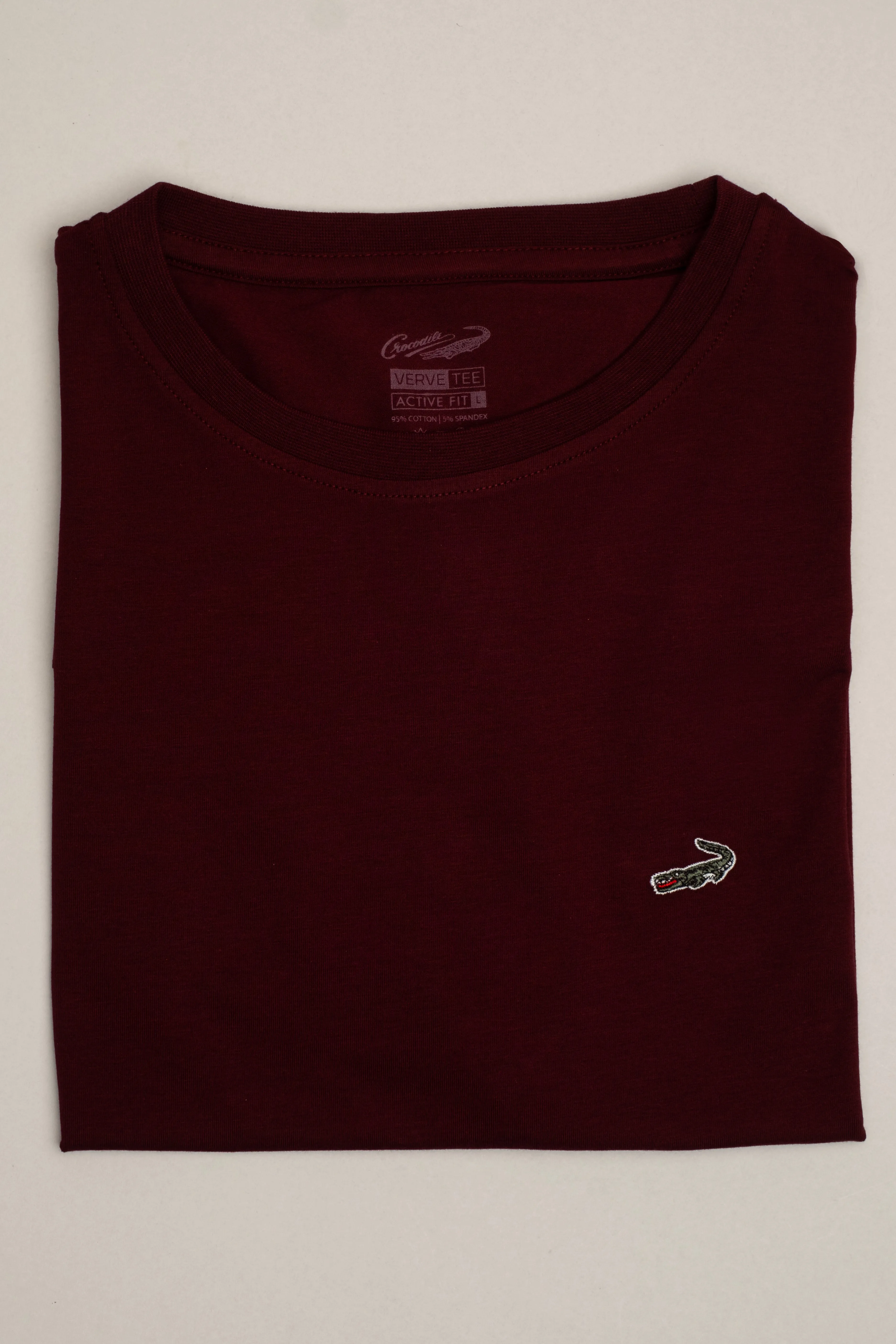Crew Neck Single Jersey Action Fit-Ruby Wine