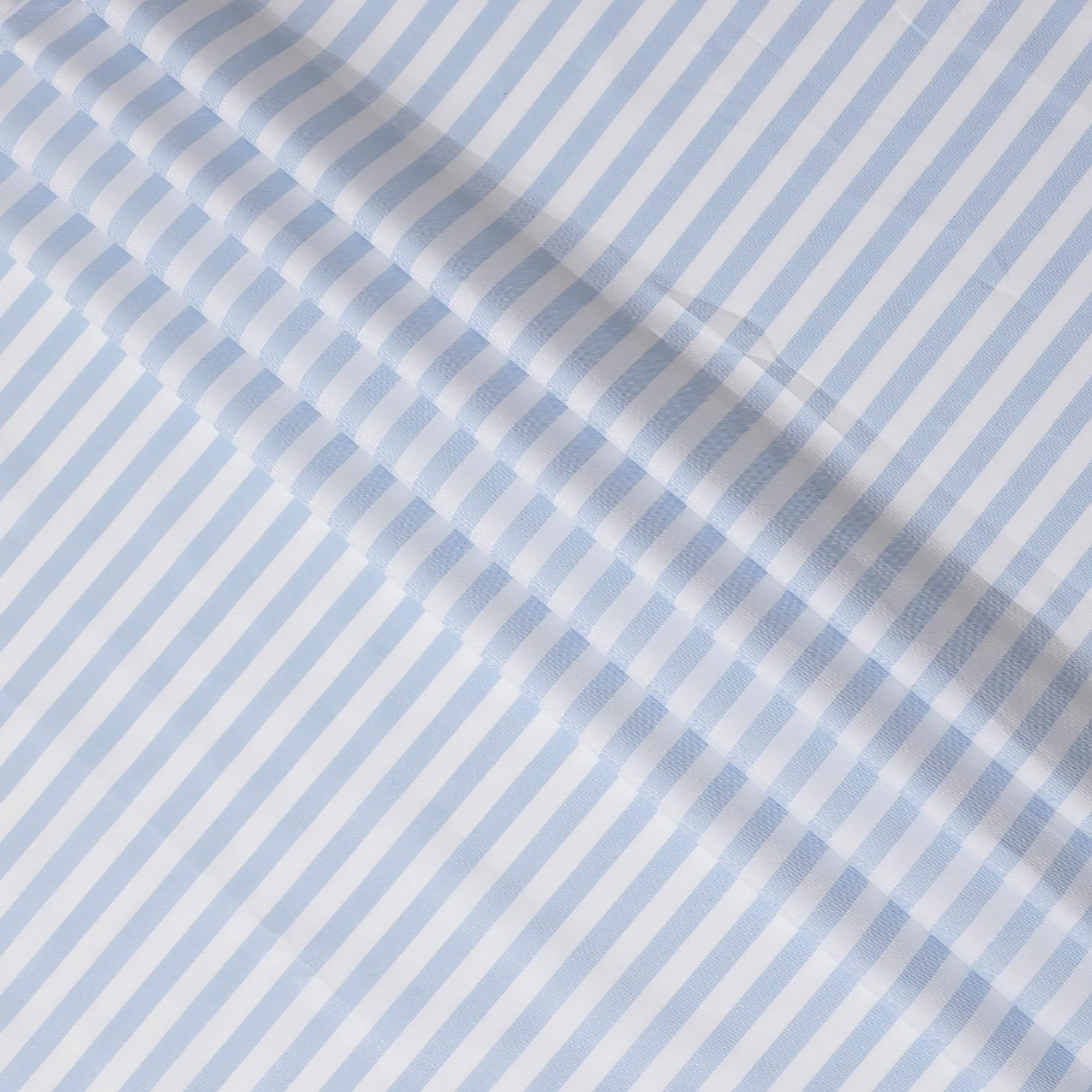 Crisp Sky Blue Striped 100% Cotton Shirting Fabric - Fresh & Classic, 150cm Width-D18572