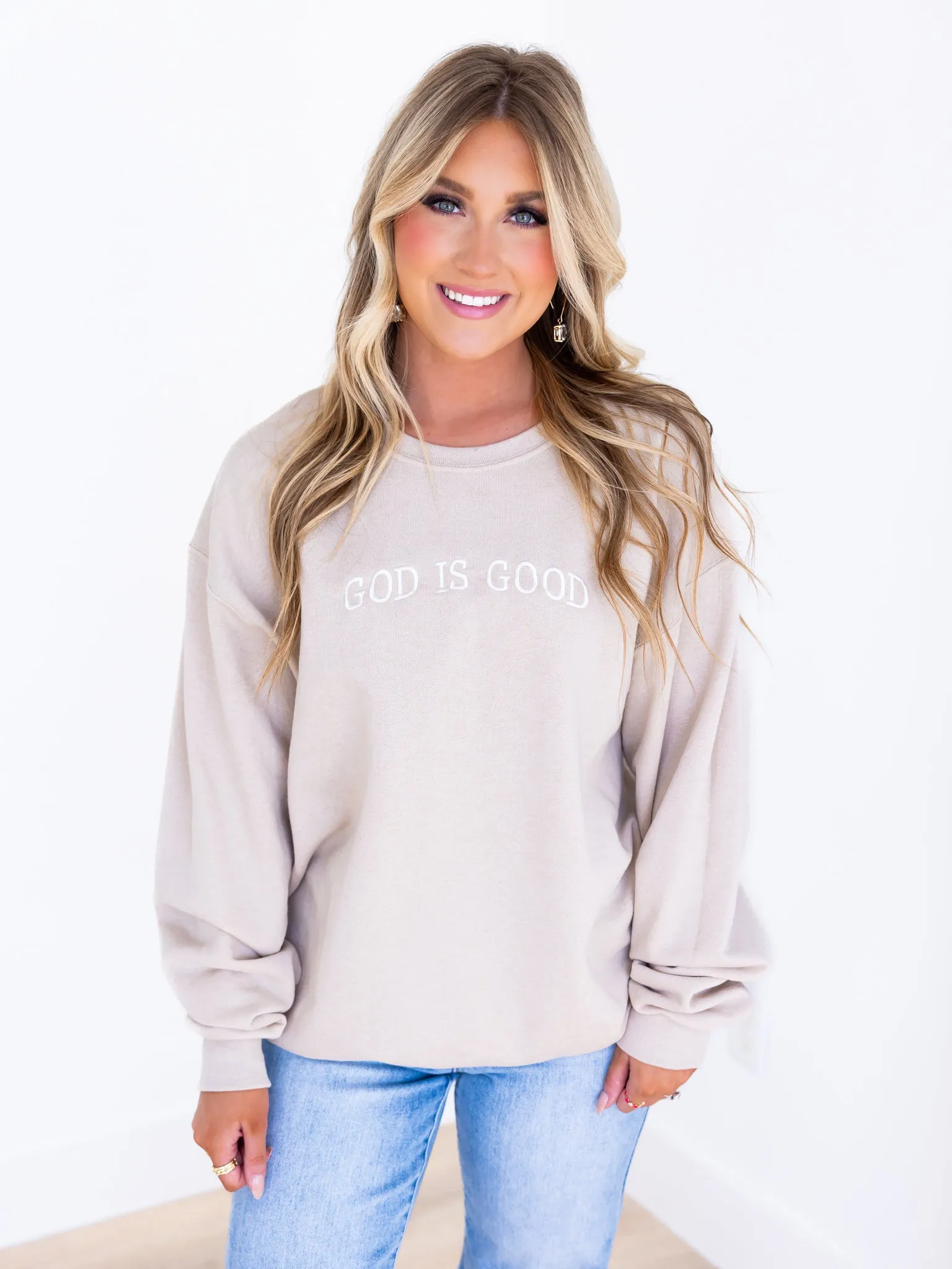 Embroidered God is Good Sweatshirt