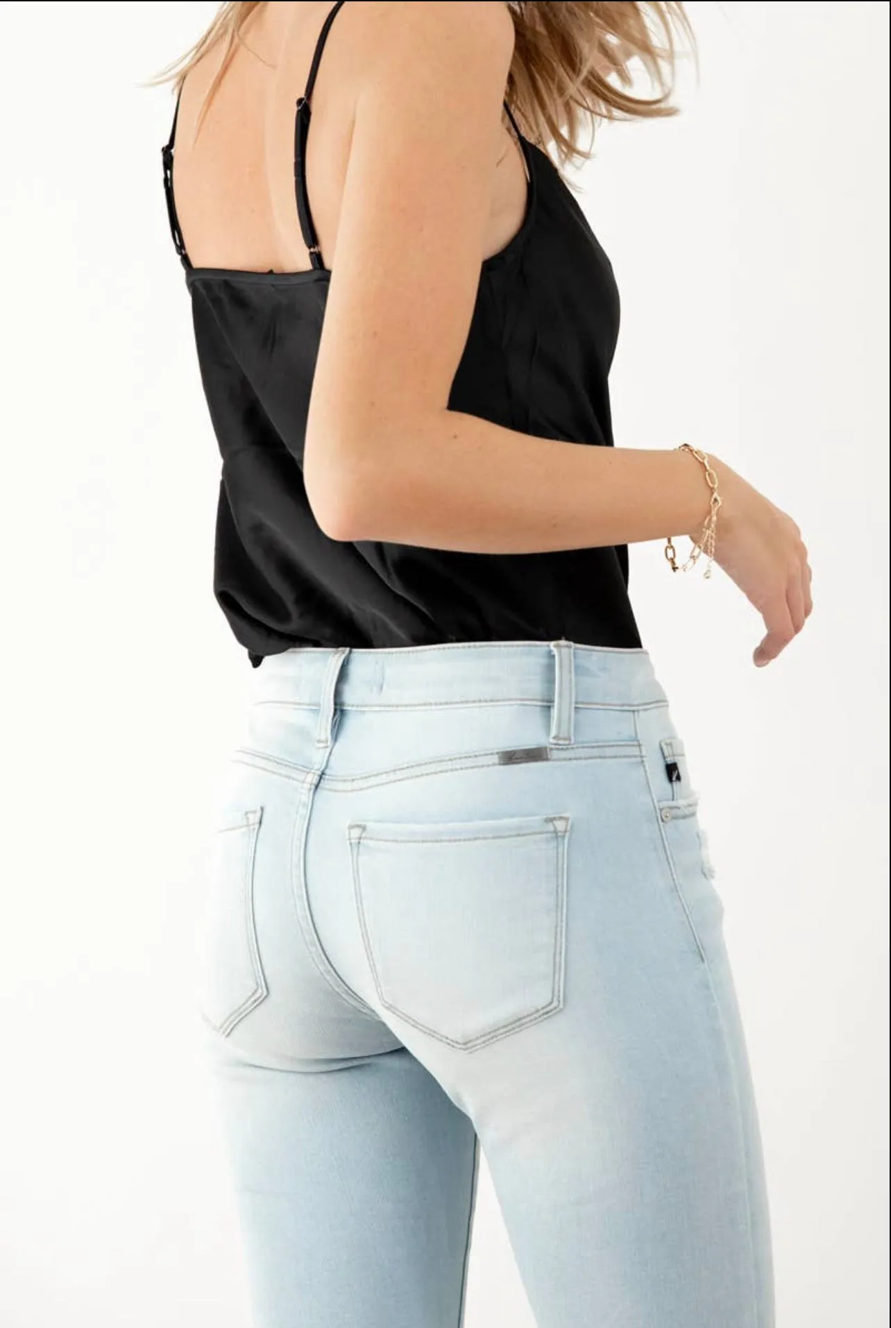 Faded button fly jeans