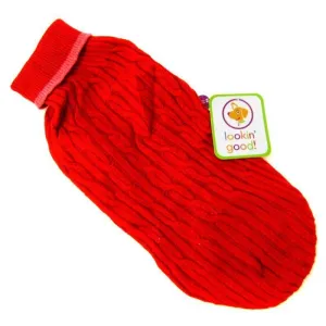 Fashion Pet Cable Knit Dog Sweater - Red - X-Large (24"-29" From Neck Base to Tail)