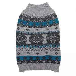 Fashion Pet Nordic Knit Dog Sweater - Gray - Medium (14"-19" Neck to Tail)
