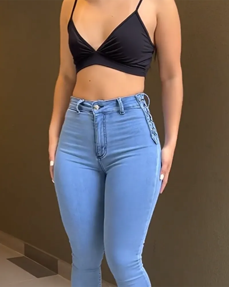 Fashion Skinny Braided Comfortable Jeans