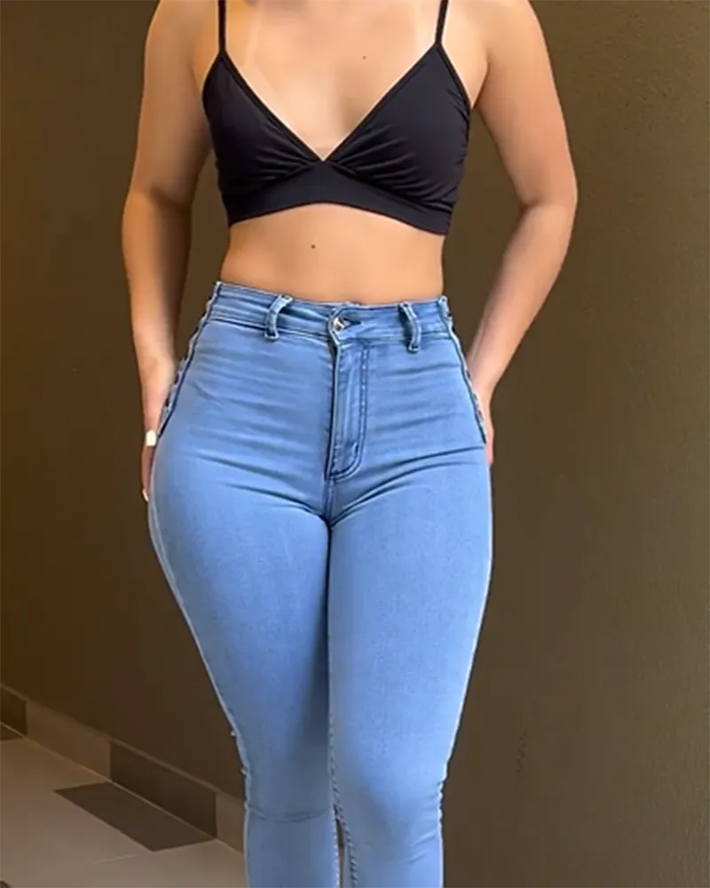Fashion Skinny Braided Comfortable Jeans